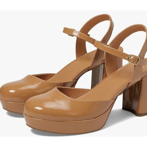 Kenneth Cole REACTION Indya Mary Jane Heels 9.5 Tan Camel NWOT Pumps 90s Y2K - Picture 1 of 10